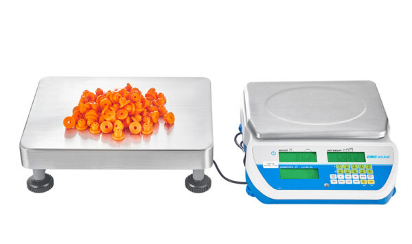 Adam CDT Duel Counting scales with secondary weighing device, in isometric view with white background. Viewed from the front